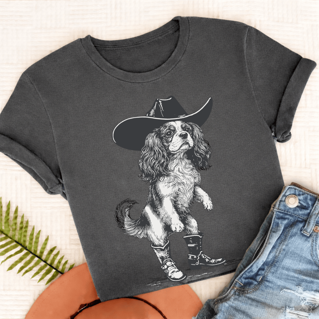Cavalier Funny Cowboy Unisex TShirt Comfort Colors Pepper