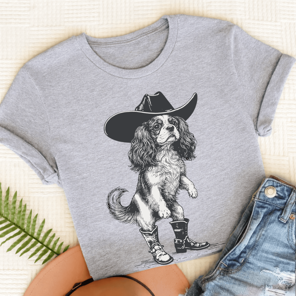 Cavalier Funny Cowboy Unisex TShirt Sport Grey