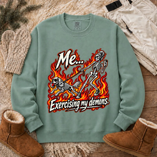 Sweatshirt Light Green / S Cavalier Funny Demons Halloween Unisex Sweatshirt
