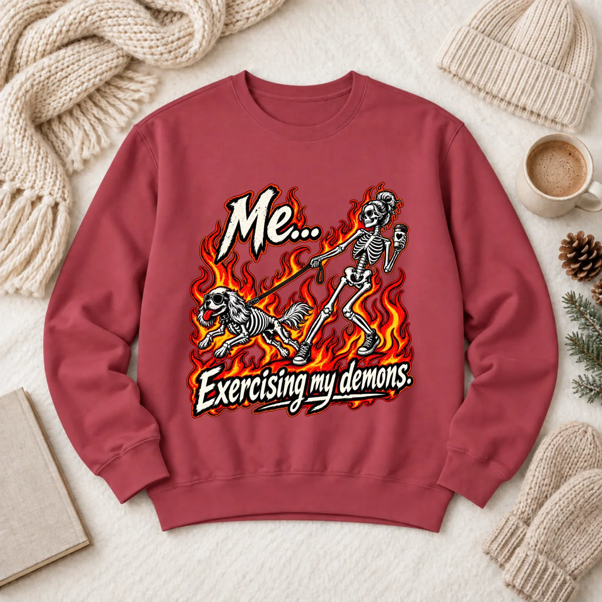 Cavalier Funny Demons Halloween Unisex Sweatshirt Crimson