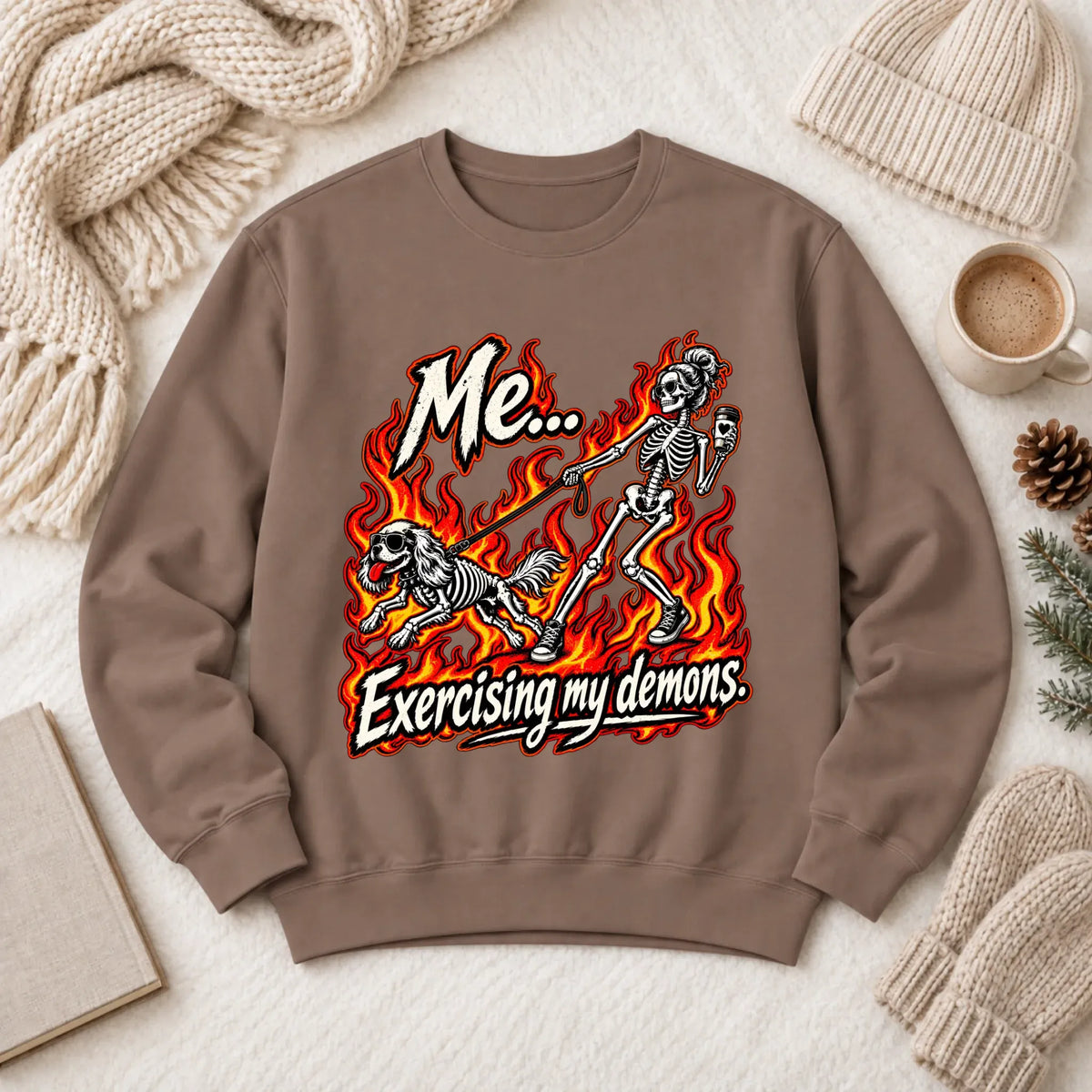Cavalier Funny Demons Halloween Unisex Sweatshirt Espresso