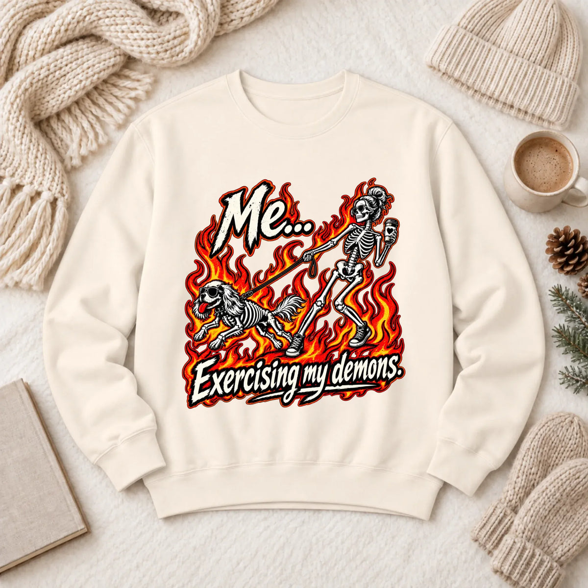 Cavalier Funny Demons Halloween Unisex Sweatshirt Ivory