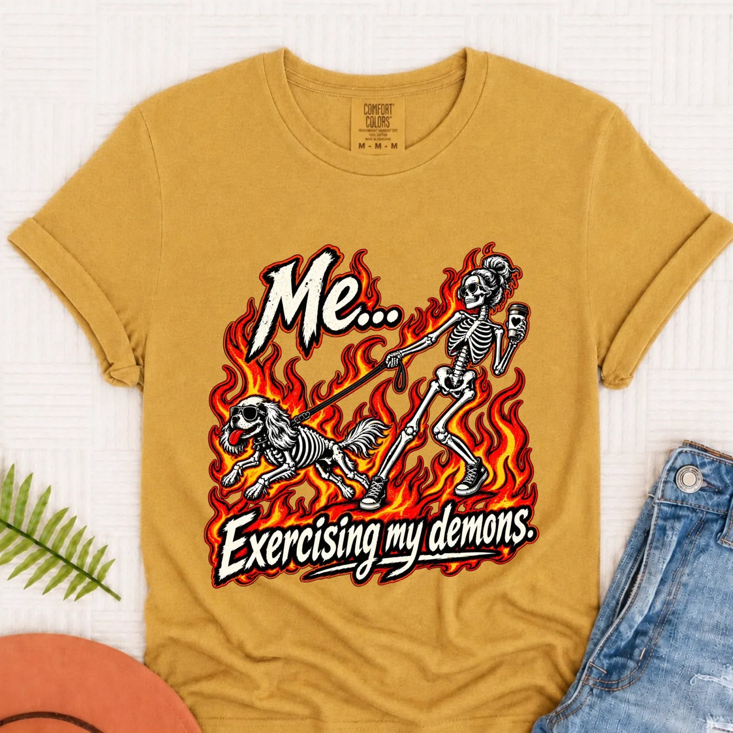 T-Shirt Mustard / S Cavalier Funny Demons Halloween Unisex Tshirt