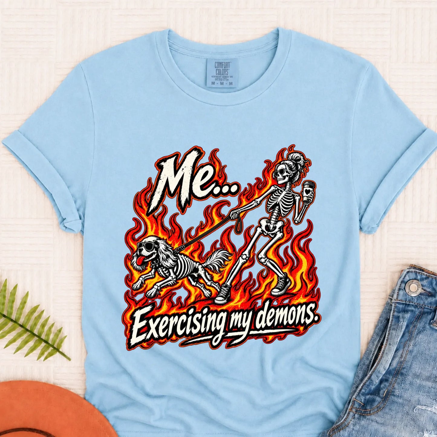 T-Shirt Chambray / S Cavalier Funny Demons Halloween Unisex Tshirt