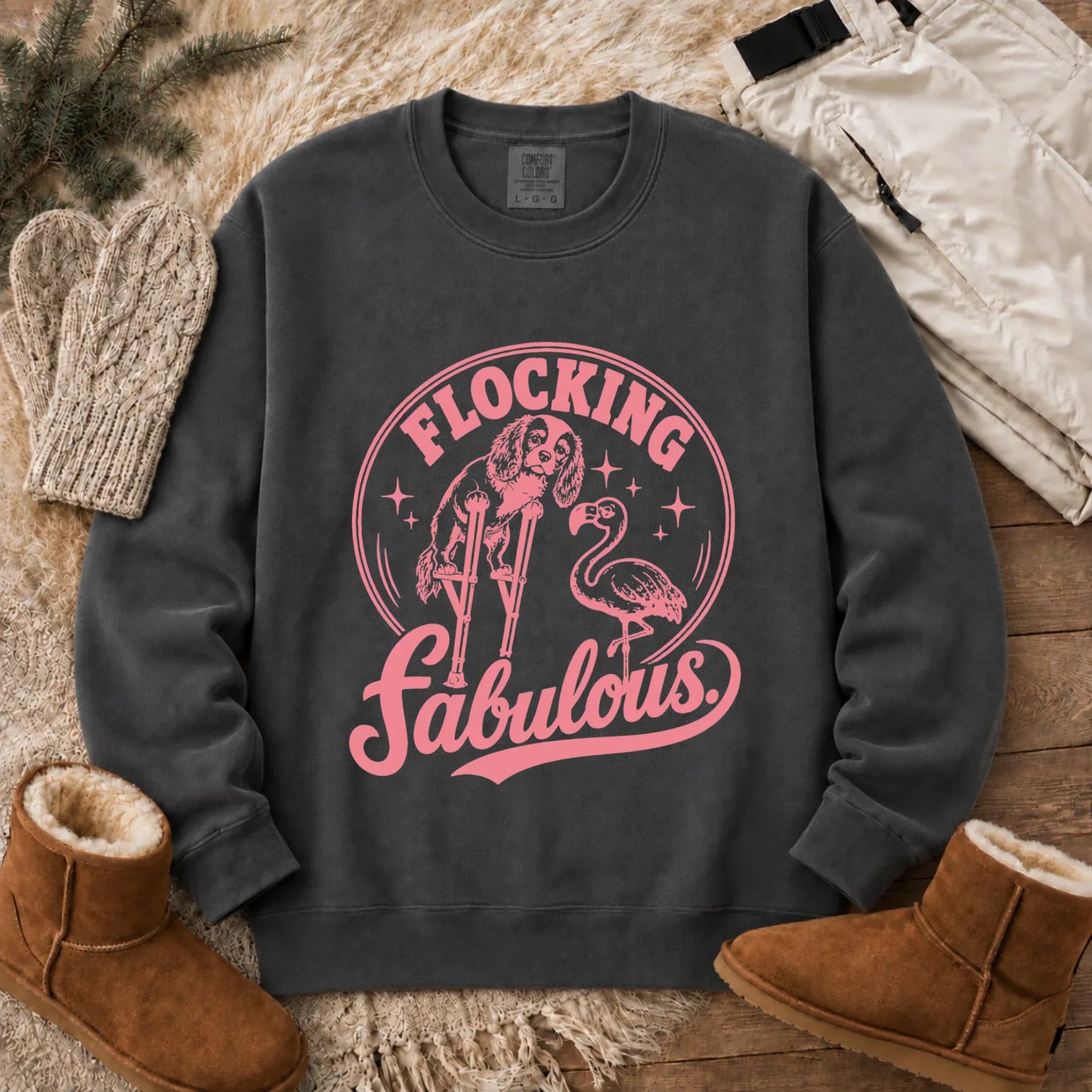 Cavalier Funny Florida Flamingo Unisex Sweatshirt Pepper