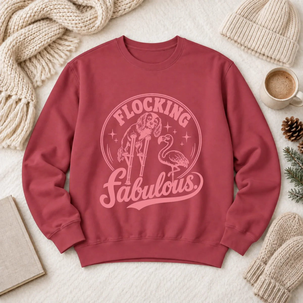 Cavalier Funny Florida Flamingo Unisex Sweatshirt 1466 LW Sweatshirt Dark Crimson