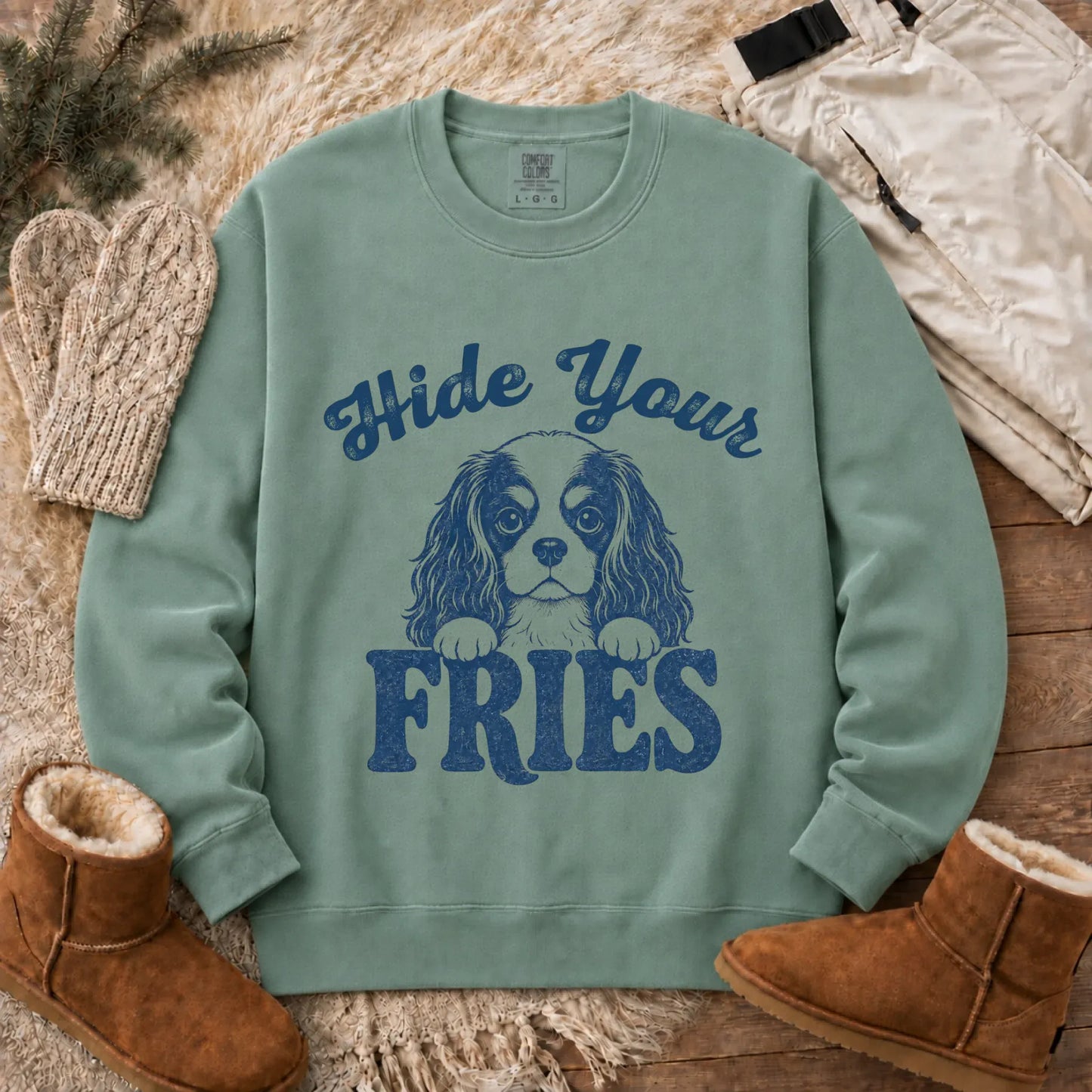 Sweatshirt Light Green / S Cavalier Funny Foodie Fries Unisex Sweatshirt