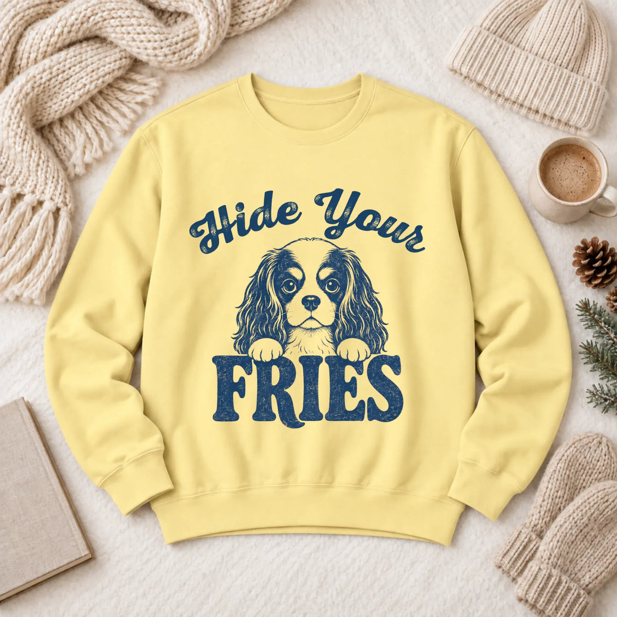 Cavalier Funny Foodie Fries Unisex Sweatshirt Butter