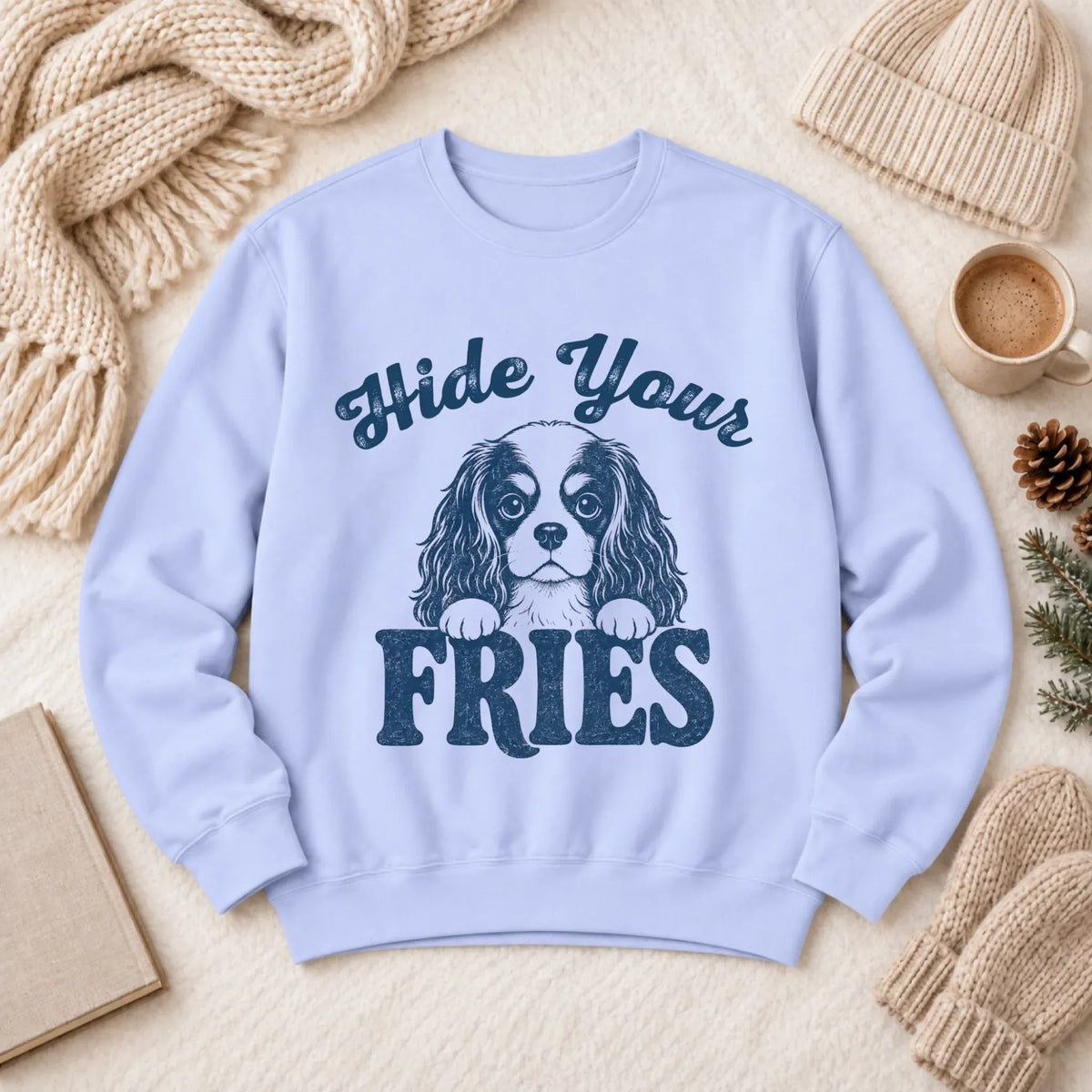 Cavalier Funny Foodie Fries Unisex Sweatshirt Hydrangea