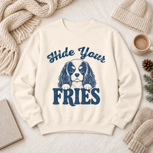 Cavalier Funny Foodie Fries Unisex Sweatshirt Ivory