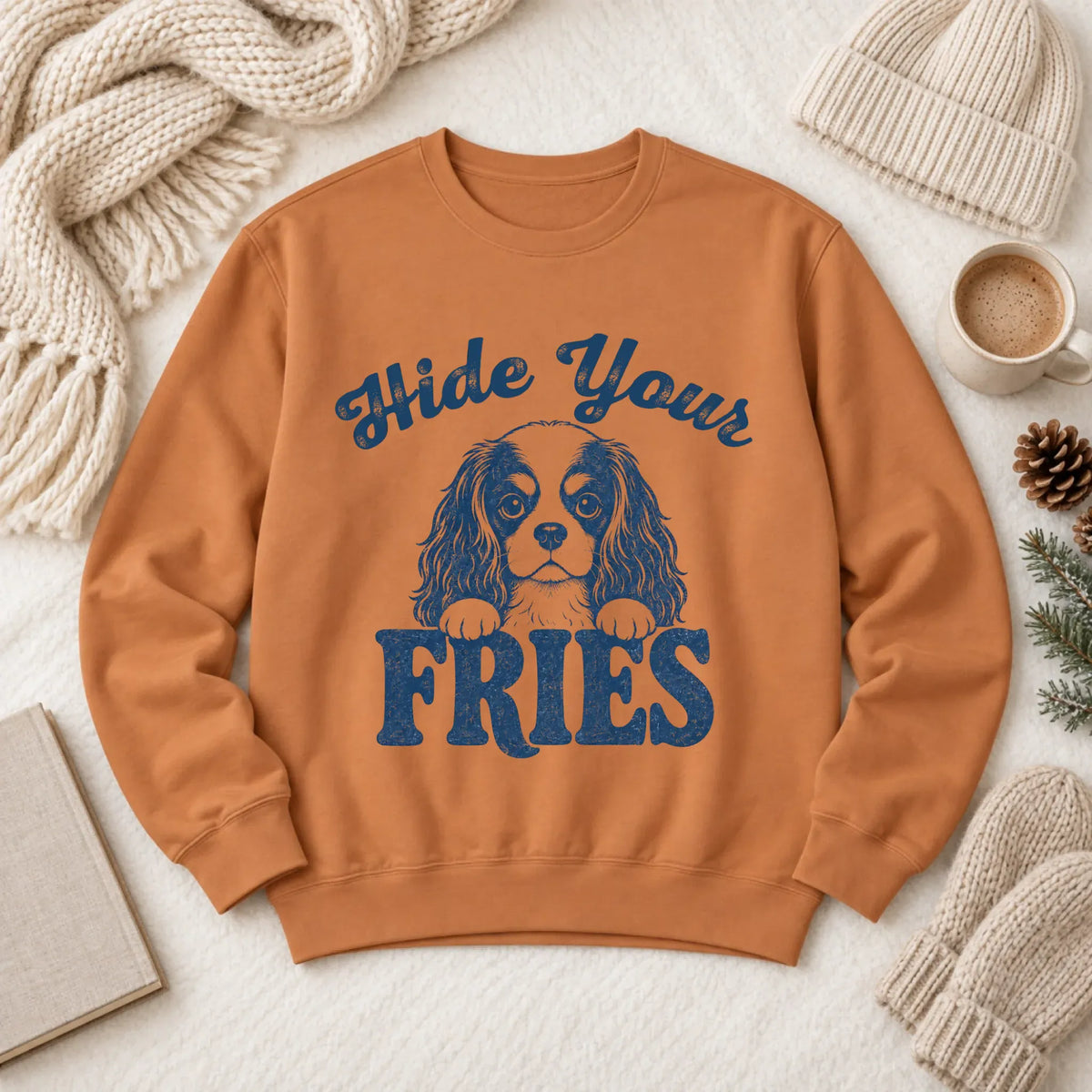 Cavalier Funny Foodie Fries Unisex Sweatshirt Yam