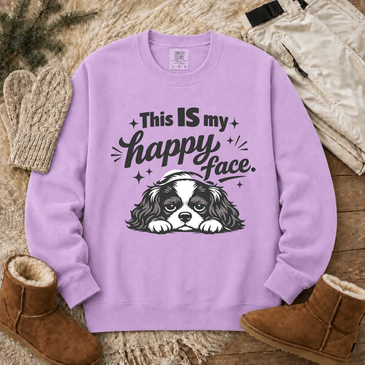 Cavalier Funny Happy Face Unisex Sweatshirt Orchid