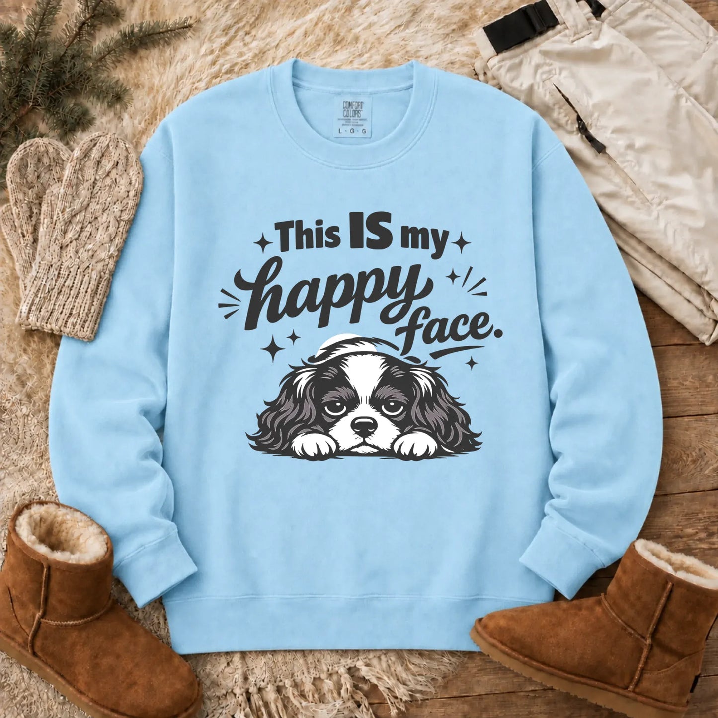 Cavalier Funny Happy Face Unisex Sweatshirt Chambray