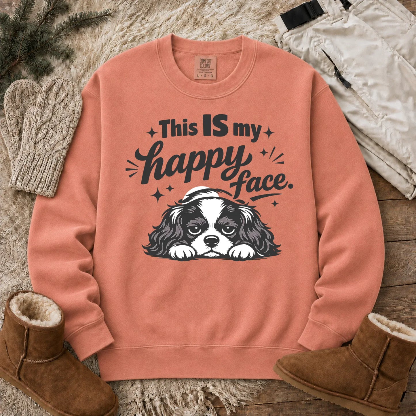 Cavalier Funny Happy Face Unisex Sweatshirt Terracotta