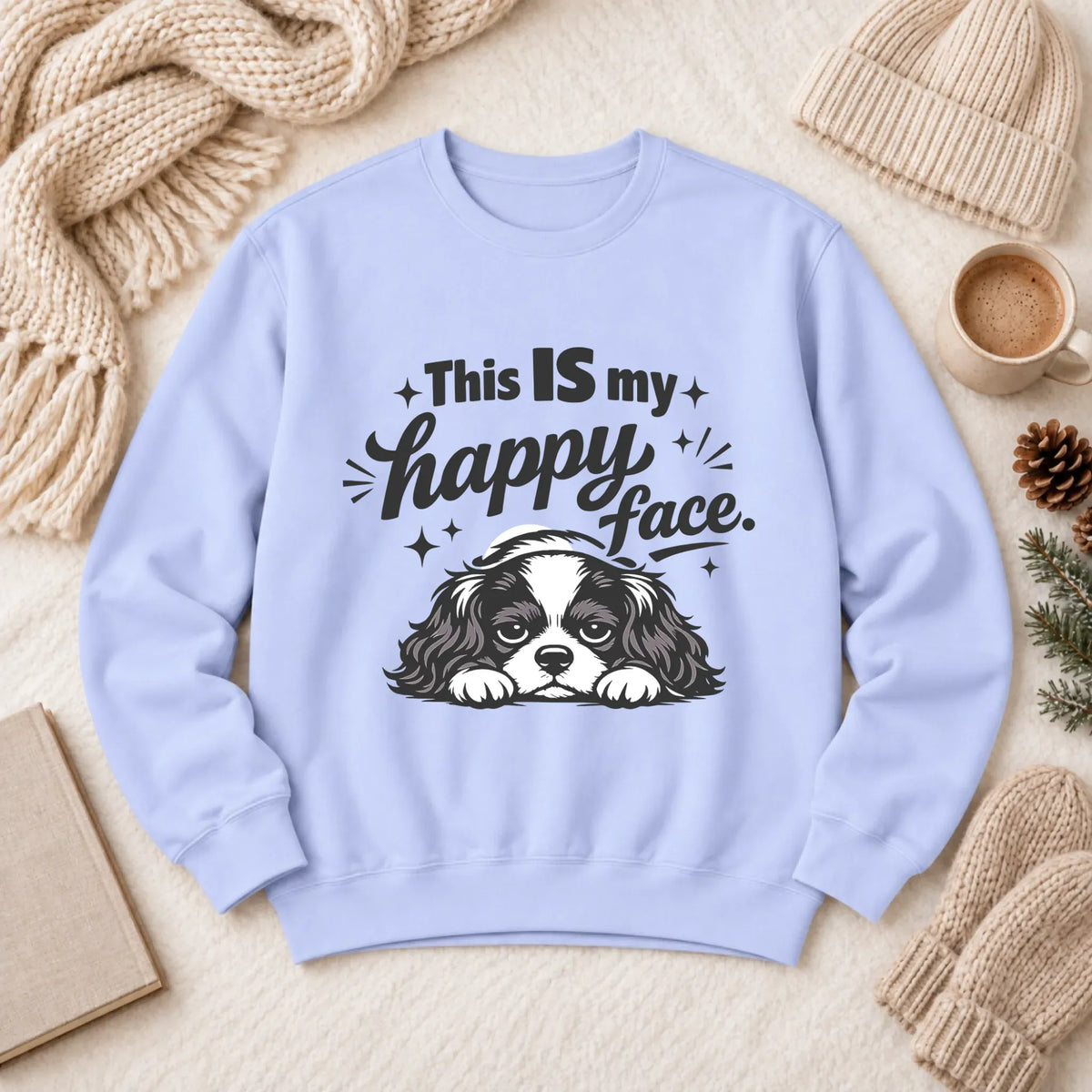 Cavalier Funny Happy Face Unisex Sweatshirt Hydrangea