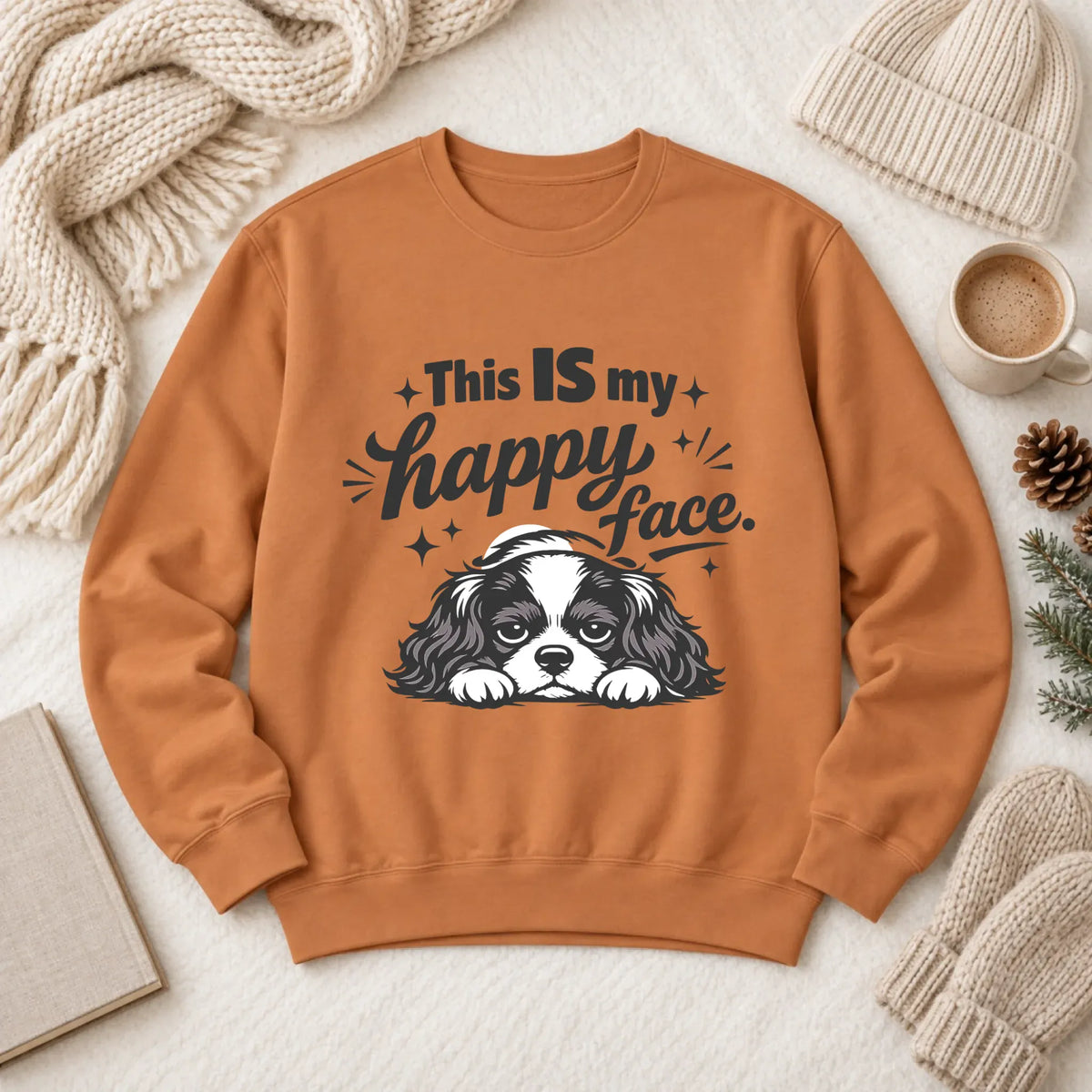 Cavalier Funny Happy Face Unisex Sweatshirt Yam