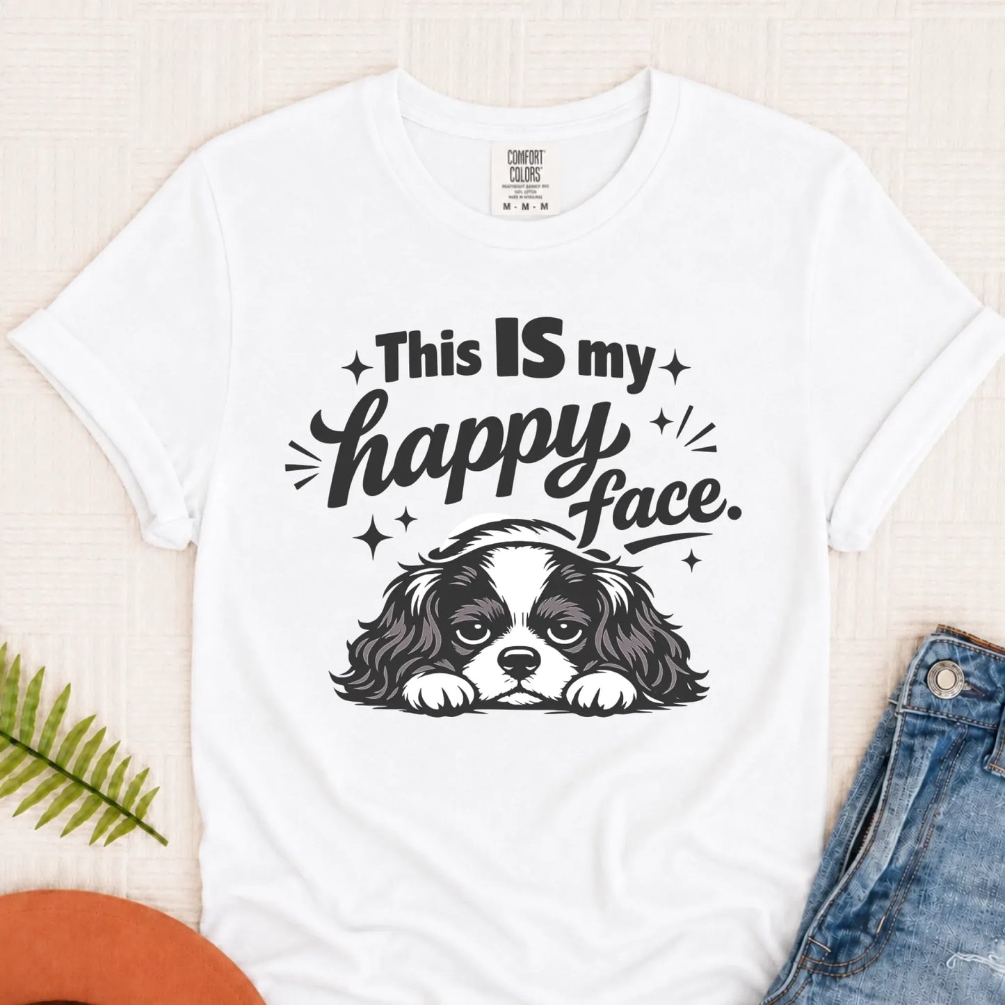 Cavalier Funny Happy Face Unisex TShirt White