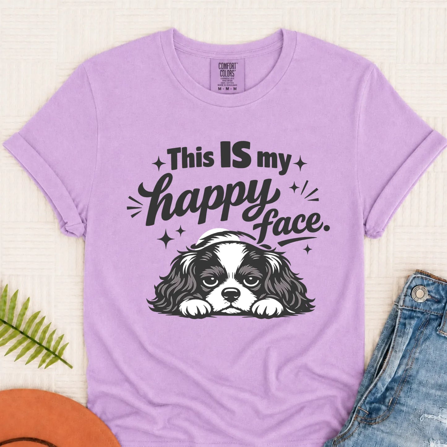 Cavalier Funny Happy Face Unisex TShirt Orchid