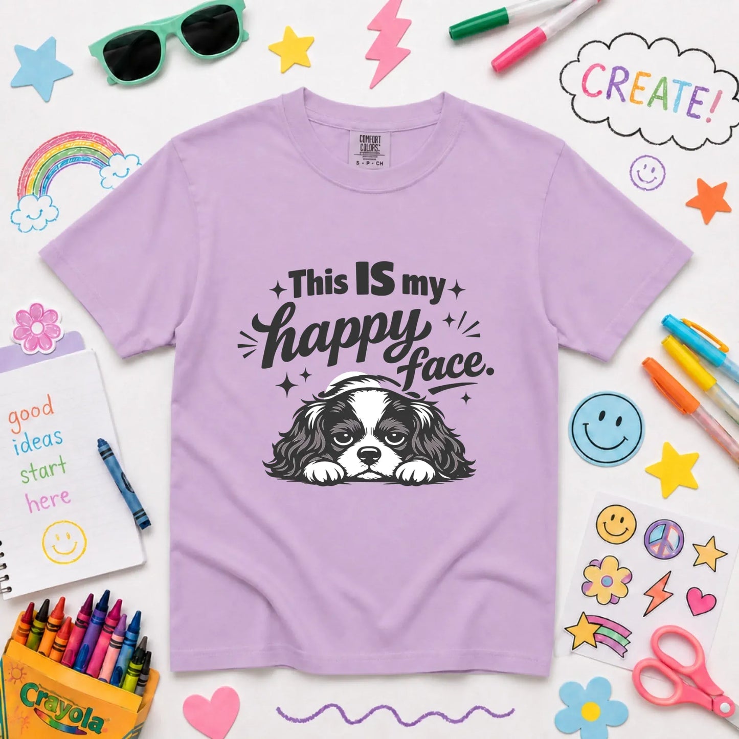 Cavalier Funny Happy Face Unisex YOUTH TShirt Orchid