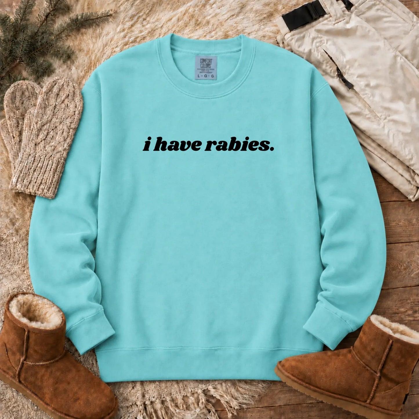 Sweatshirt Chalky Mint / S Cavalier Funny I Have Rabies Unisex Sweatshirt