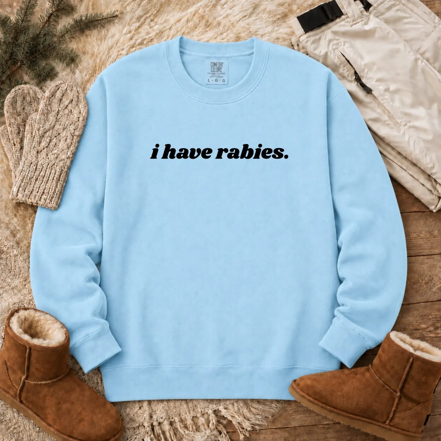 Sweatshirt Chambray / S Cavalier Funny I Have Rabies Unisex Sweatshirt