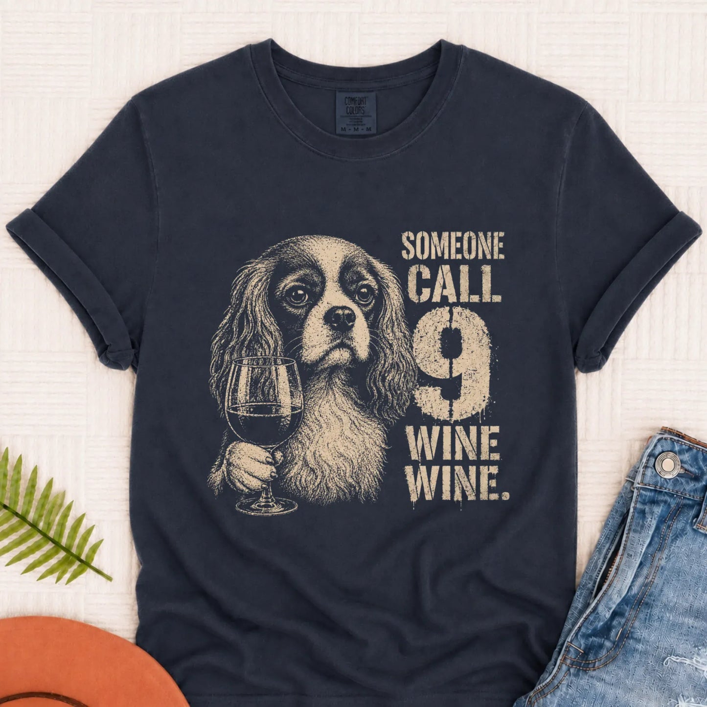 Cavalier Funny Nine Wine Wine Day Drinking Unisex TShirt Navy