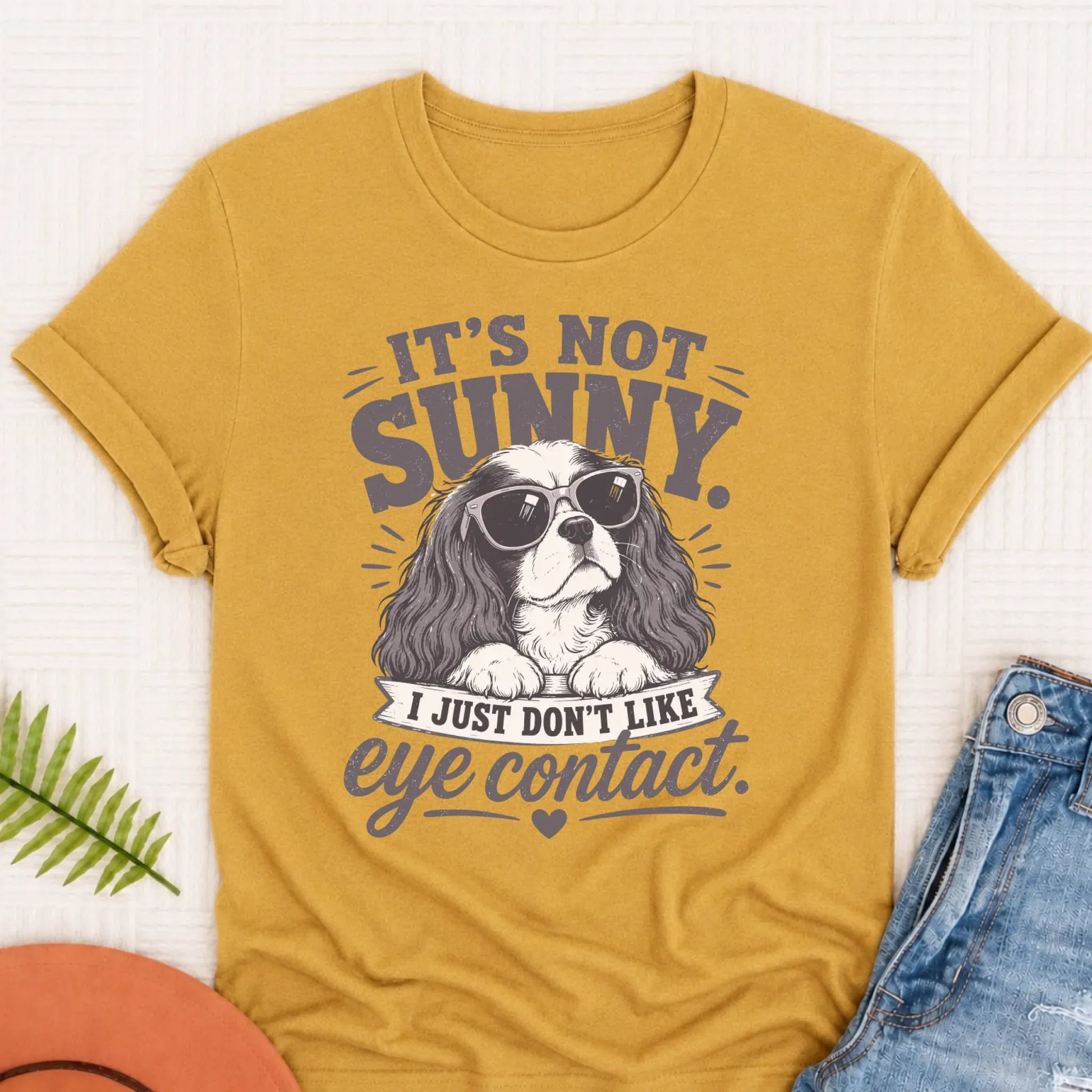 Cavalier Funny No Eye Contact Unisex TShirt Mustard