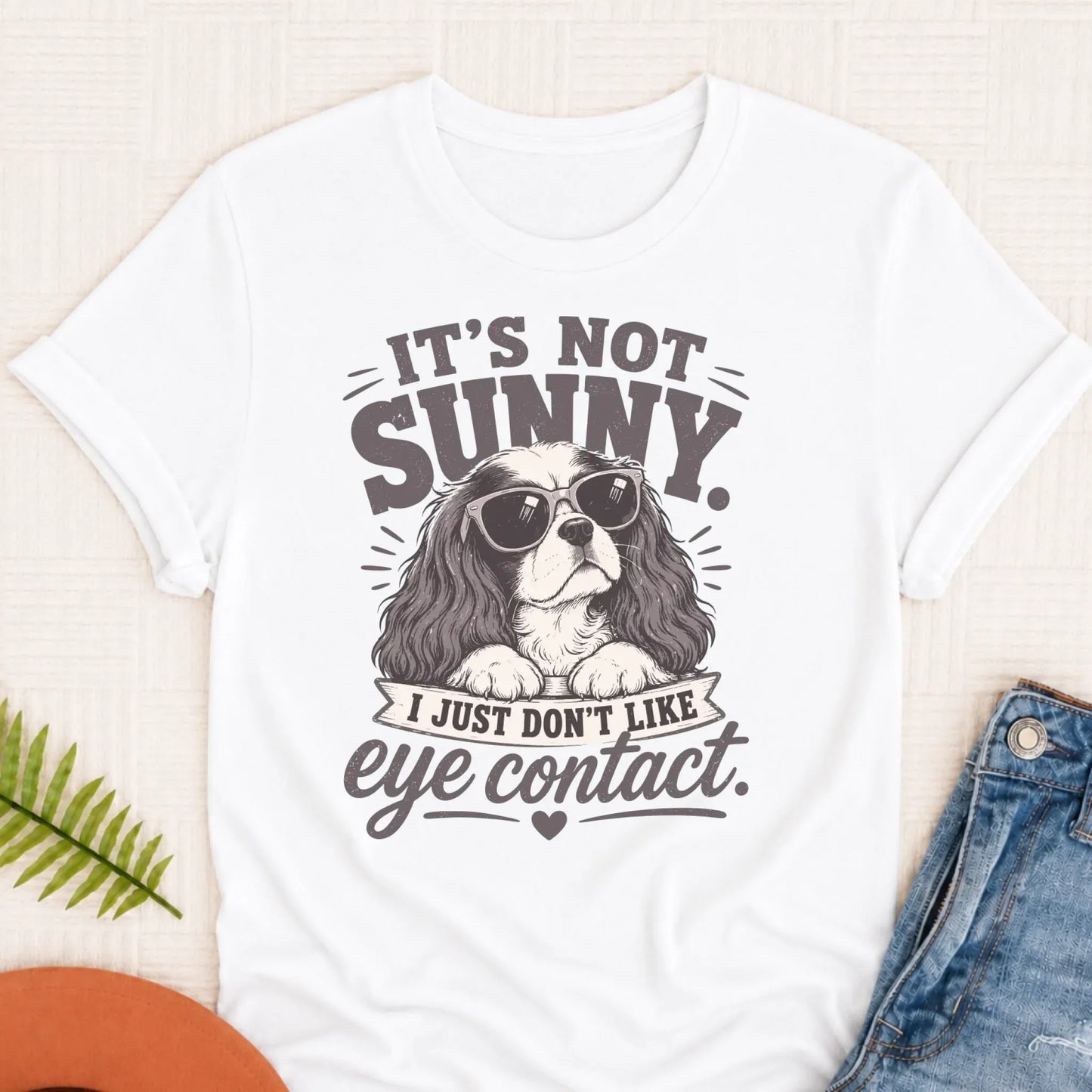 Cavalier Funny No Eye Contact Unisex TShirt White