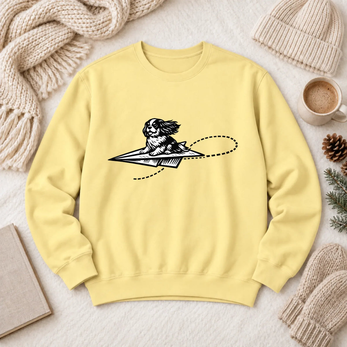 Cavalier Funny Paper Airplane Unisex Sweatshirt Butter