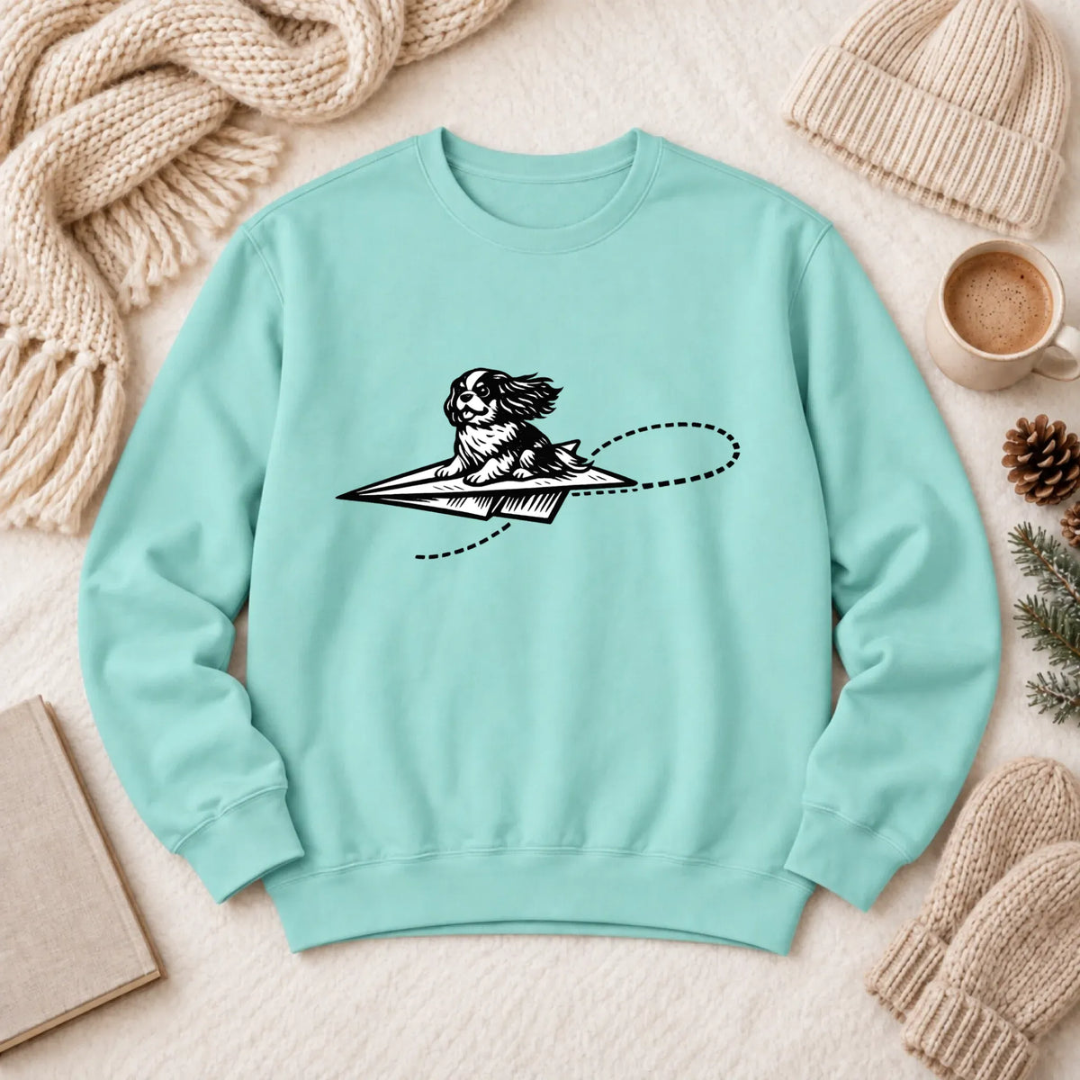 Cavalier Funny Paper Airplane Unisex Sweatshirt Chalky Mint