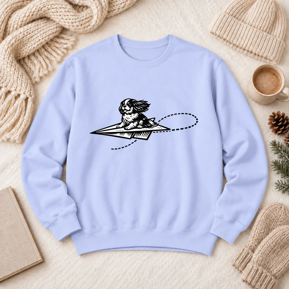 Cavalier Funny Paper Airplane Unisex Sweatshirt Hydrangea