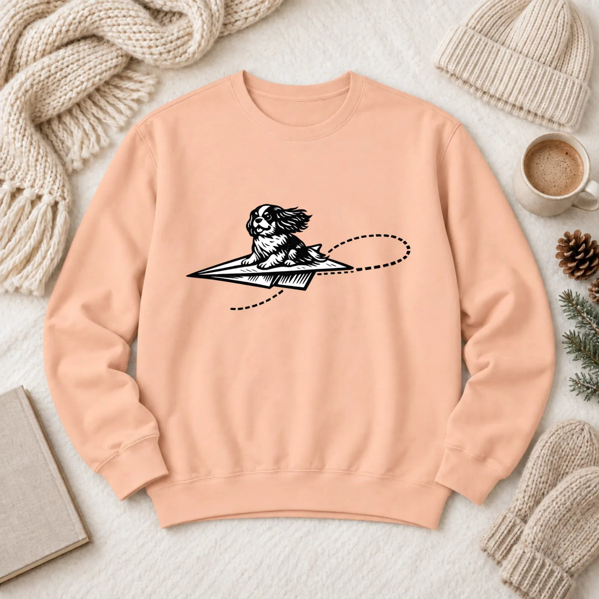 Cavalier Funny Paper Airplane Unisex Sweatshirt Peachy