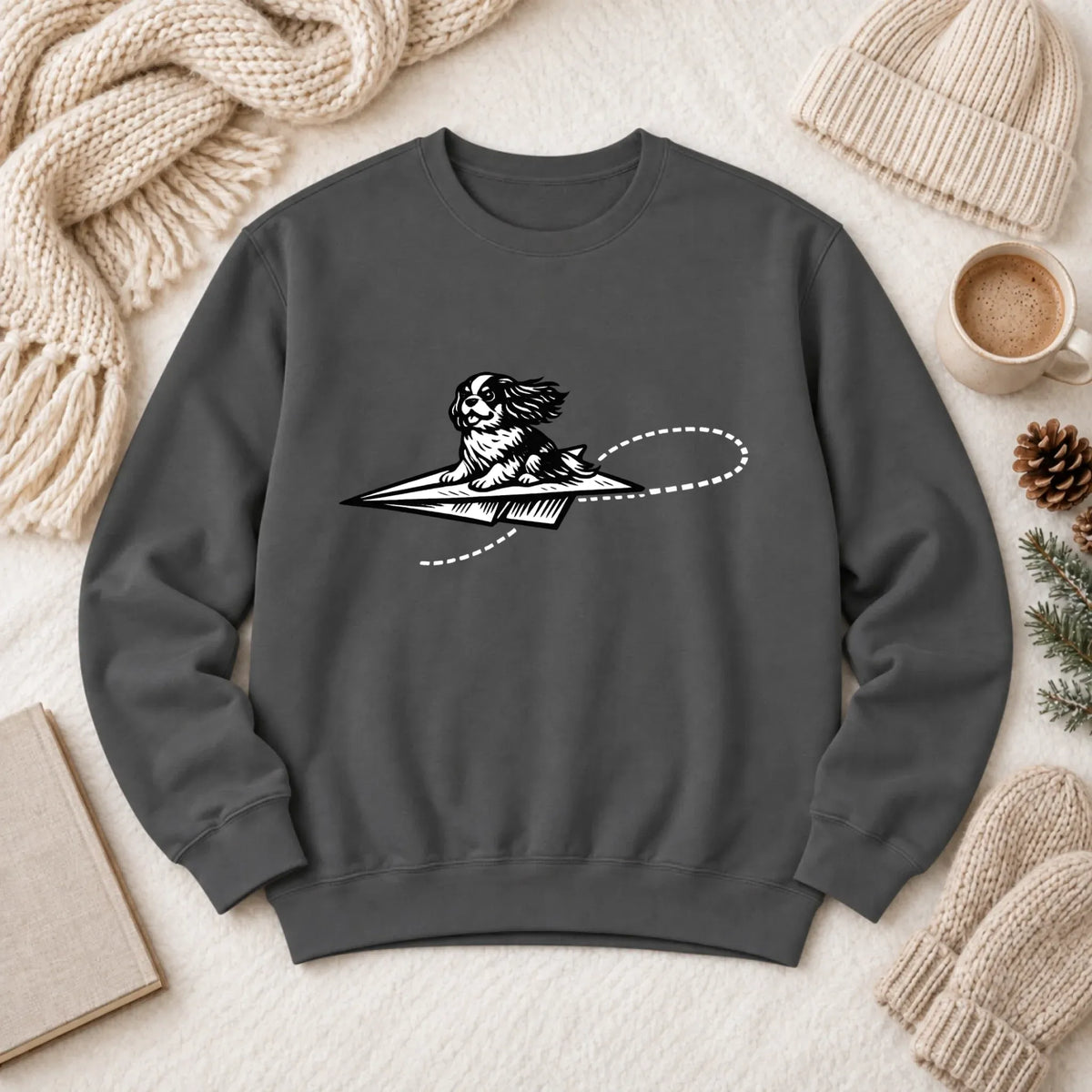 Cavalier Funny Paper Airplane Unisex Sweatshirt Pepper
