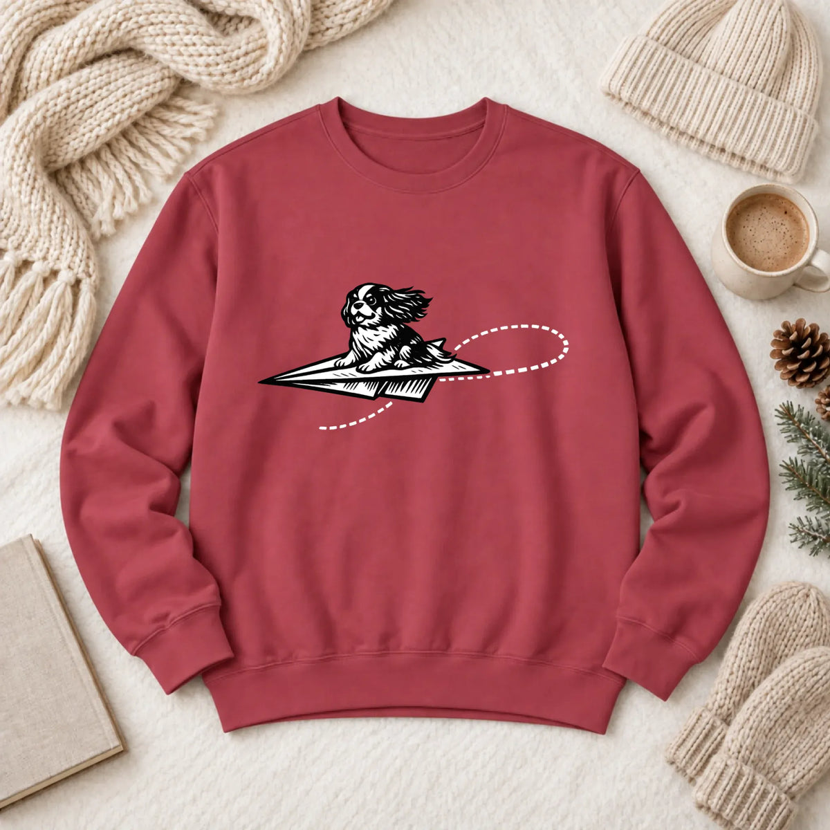 Cavalier Funny Paper Airplane Unisex Sweatshirt Crimson