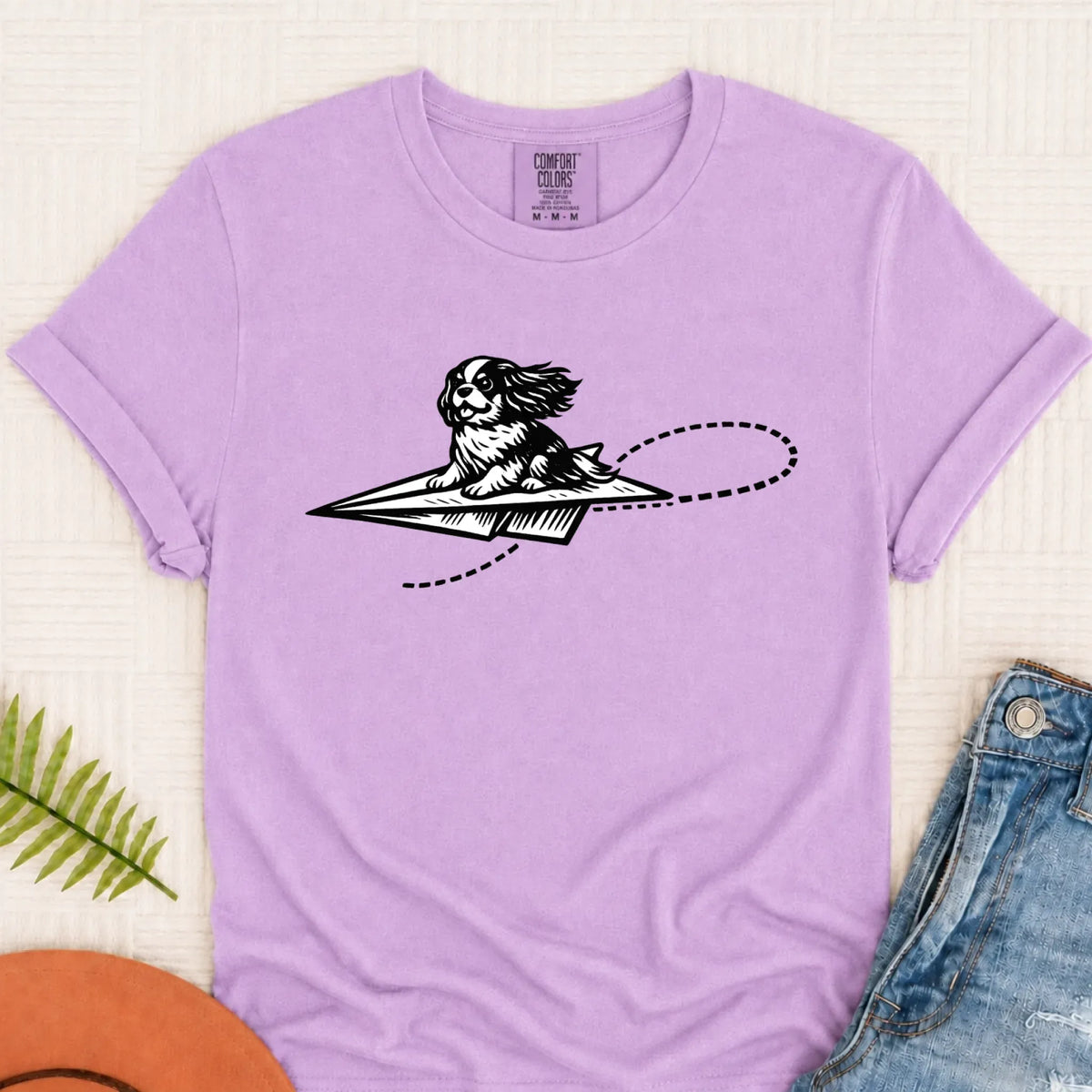 Cavalier Funny Paper Airplane Unisex TShirt Orchid