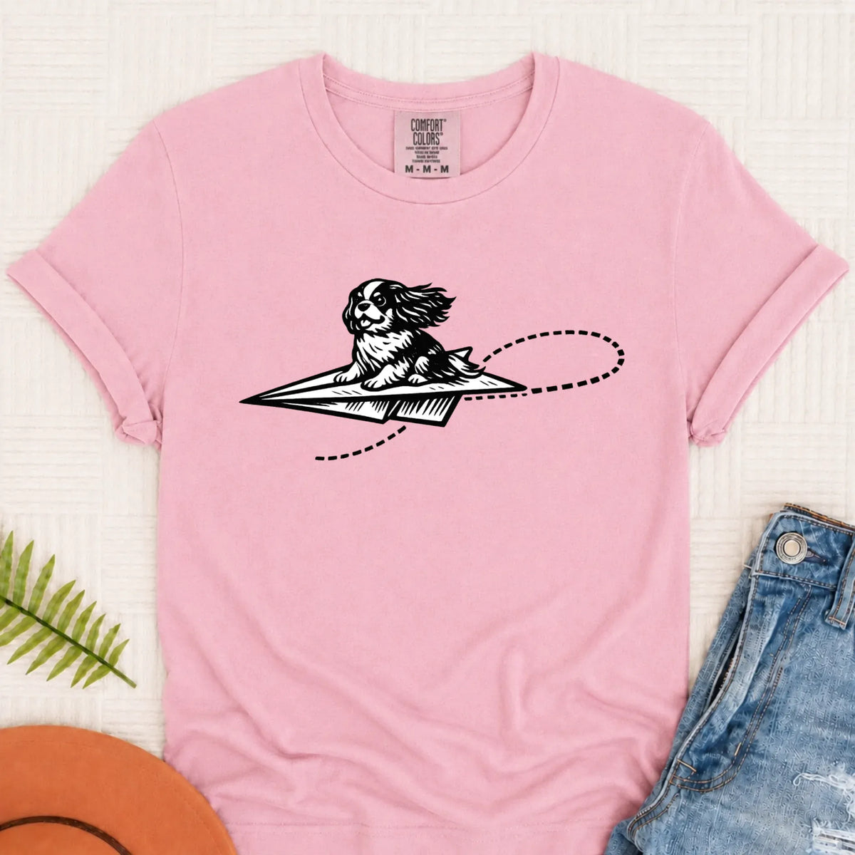 Cavalier Funny Paper Airplane Unisex TShirt Blossom