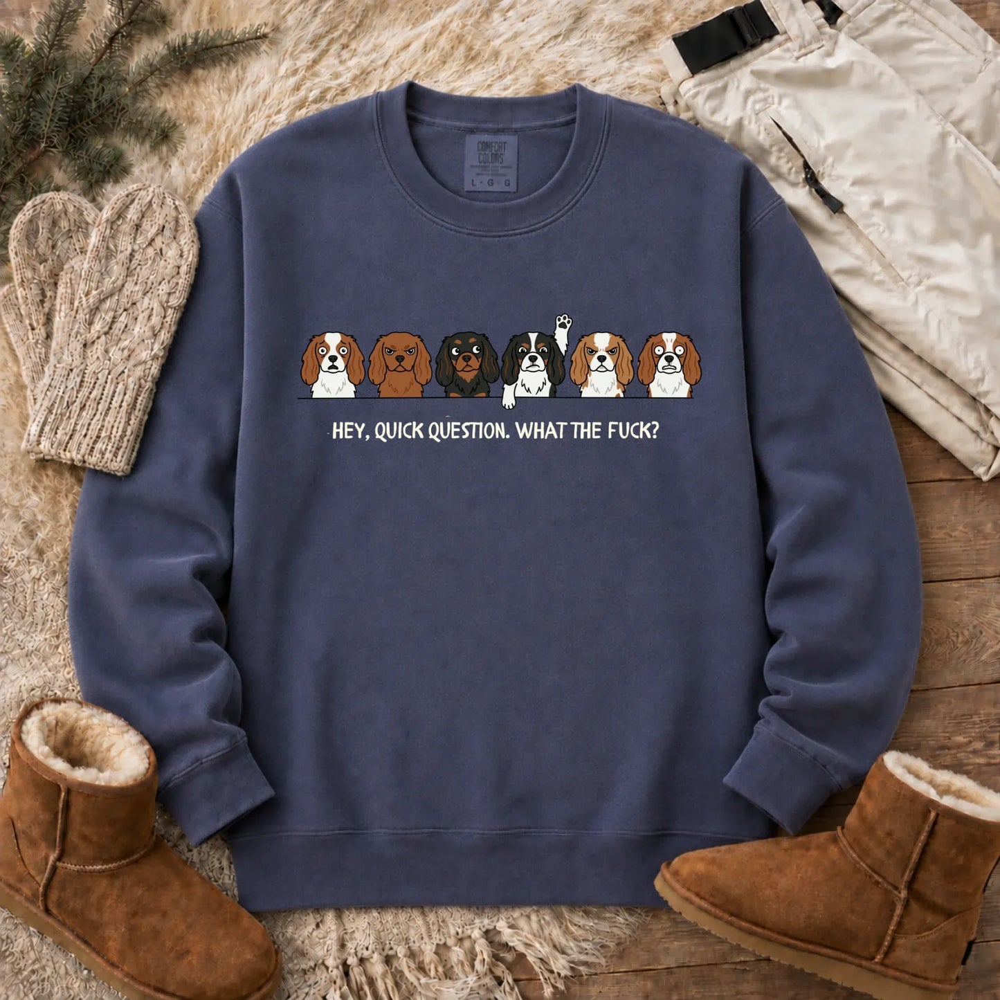 Cavalier Funny Question WTF Unisex Sweatshirt Denim
