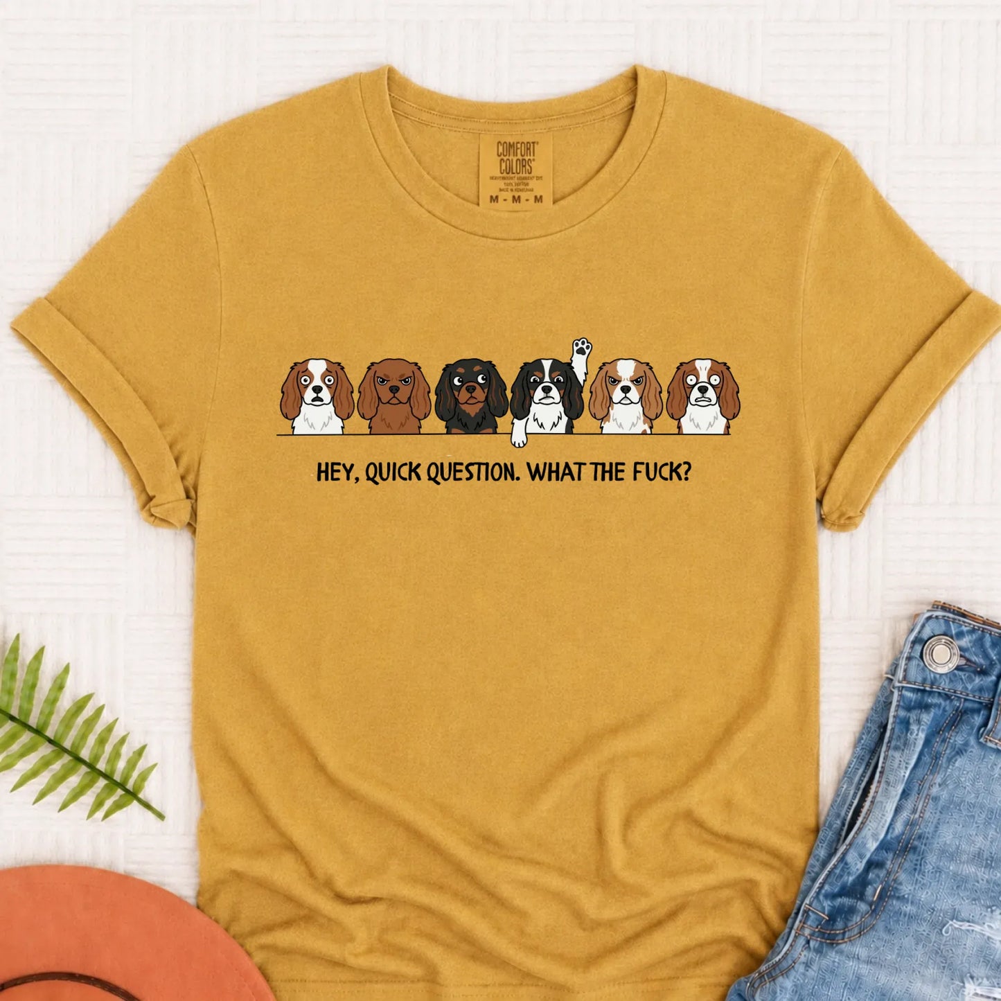 Cavalier Funny Question WTF Unisex TShirt Mustard