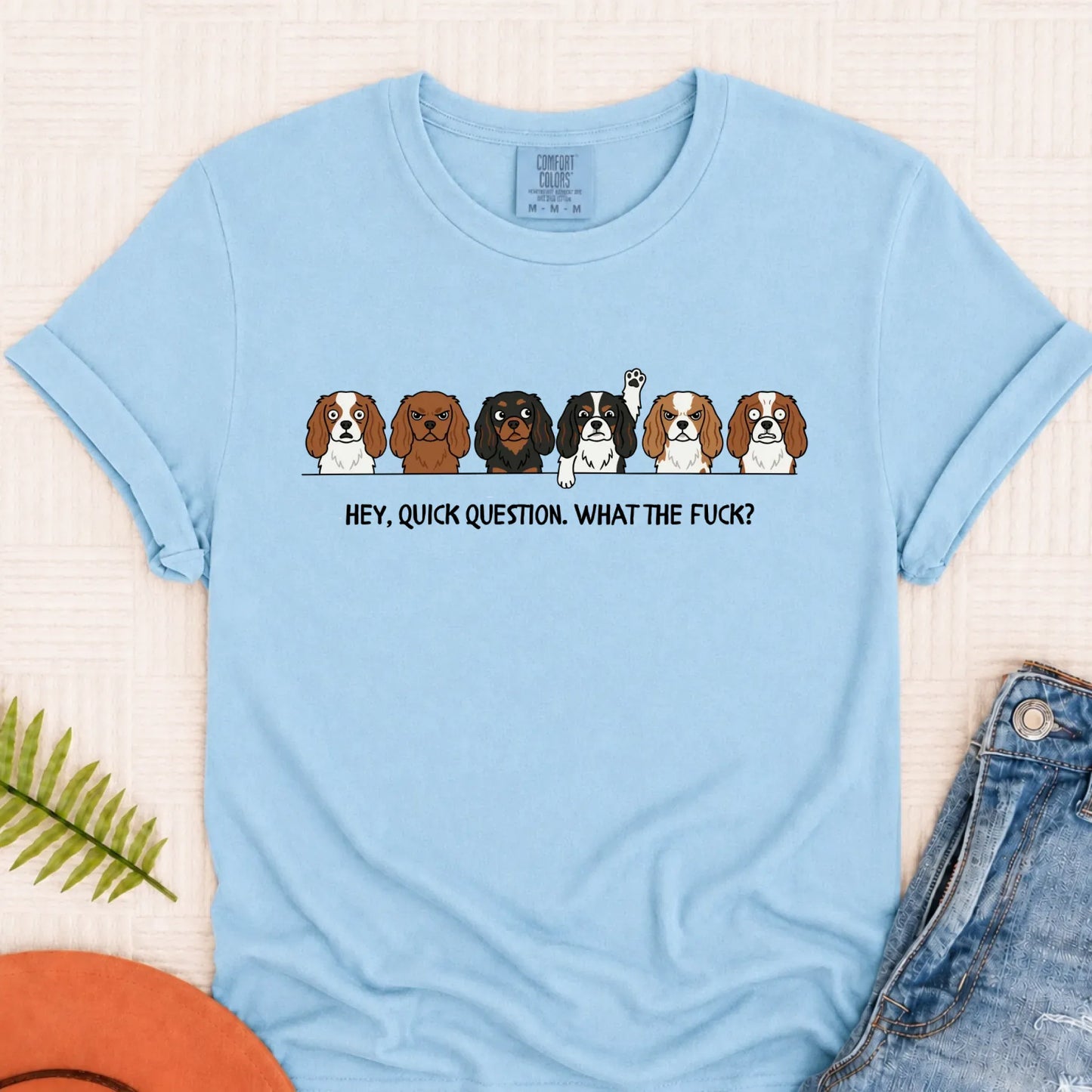 Cavalier Funny Question WTF Unisex TShirt Chambray
