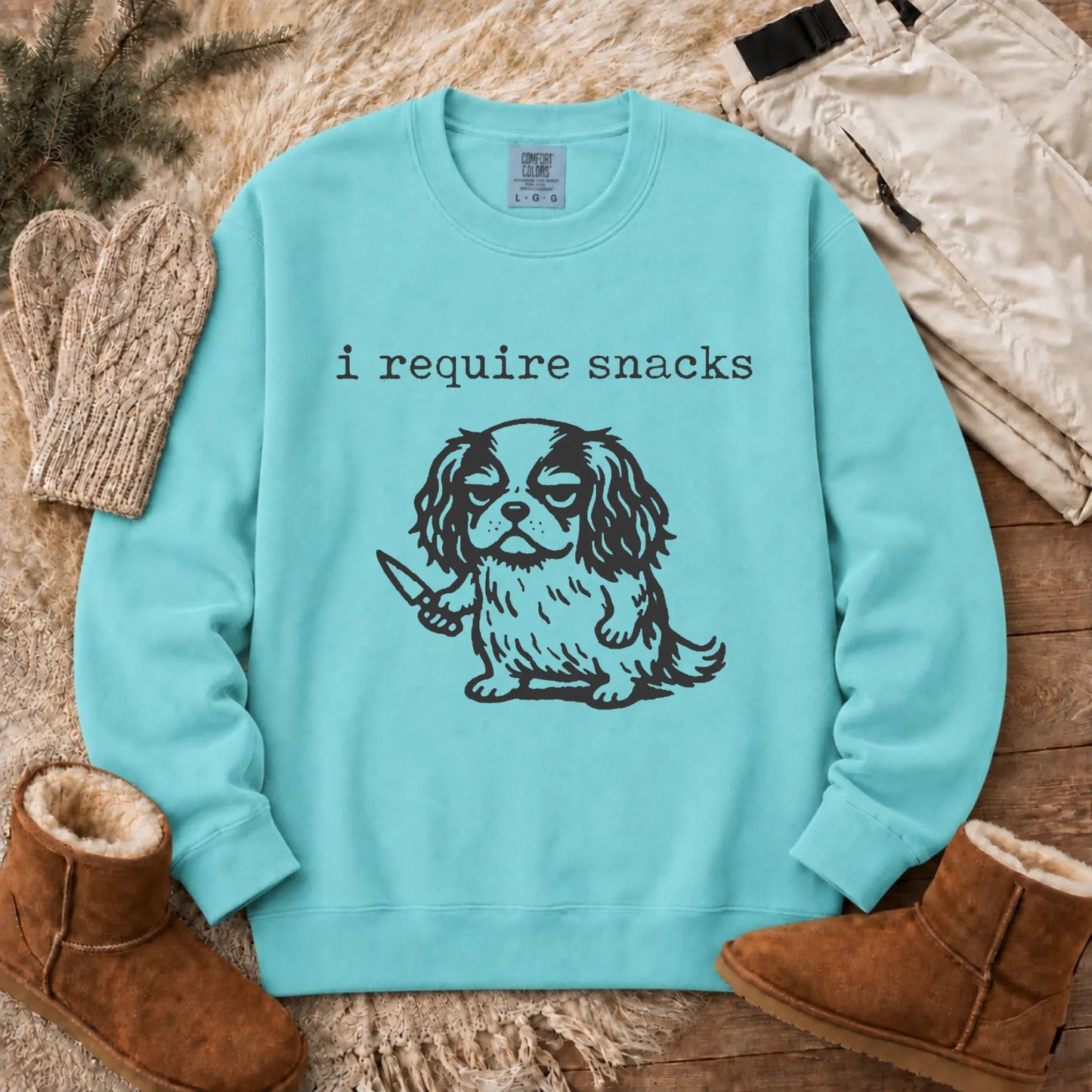 Cavalier Funny Require Snacks Unisex Sweatshirt Chalky Mint