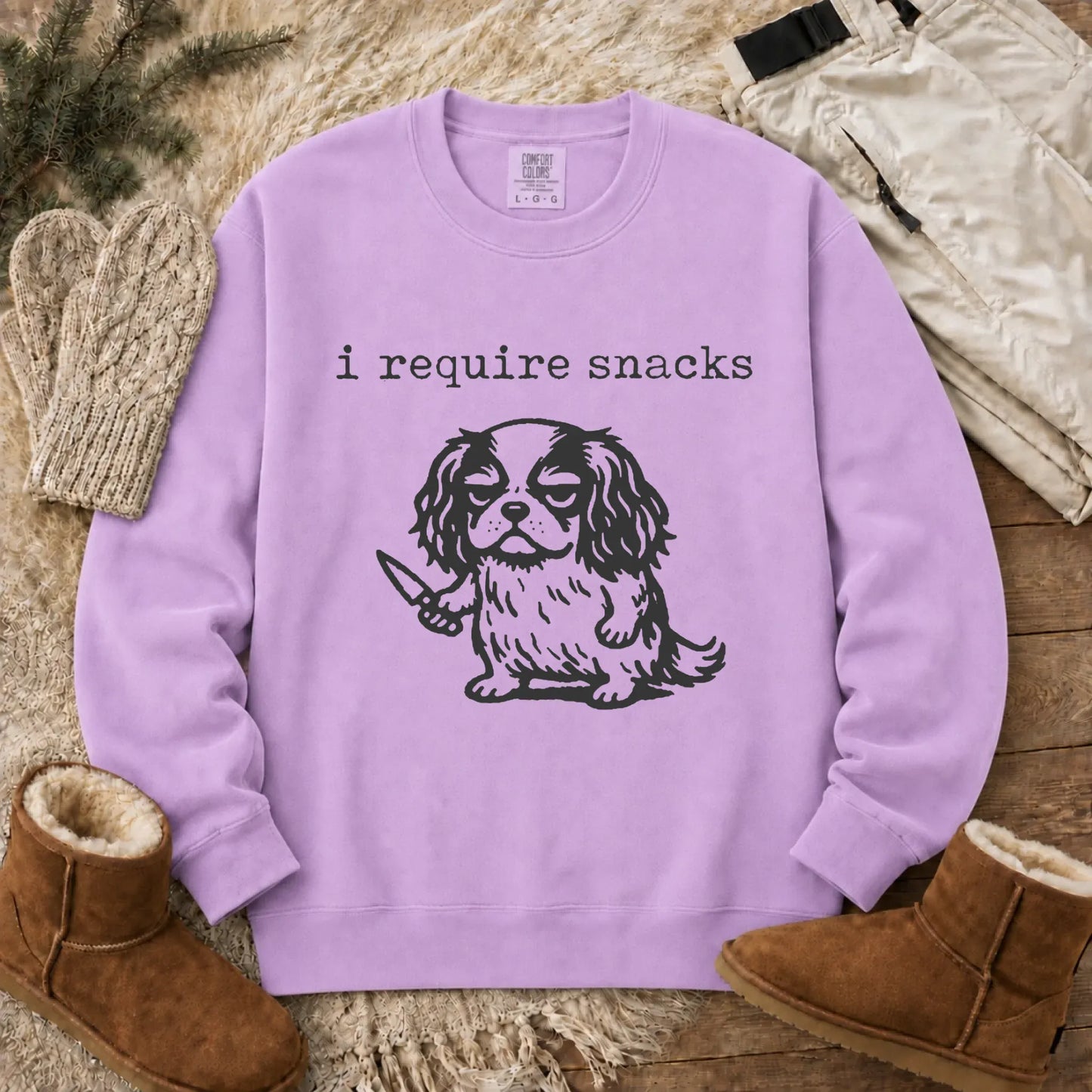 Cavalier Funny Require Snacks Unisex Sweatshirt Orchid
