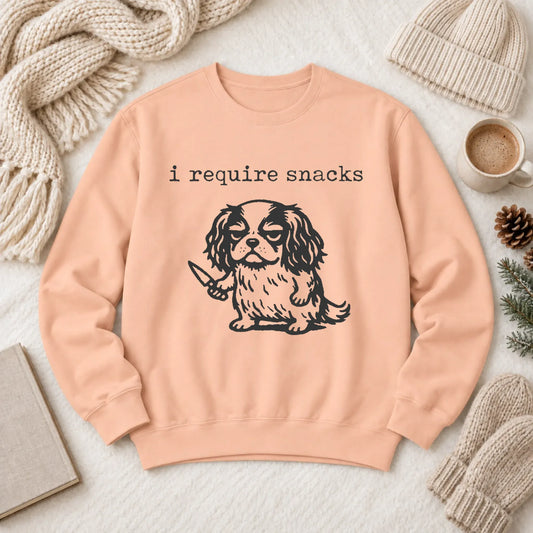Cavalier Funny Require Snacks Unisex Sweatshirt 1466 LW Sweatshirt Light