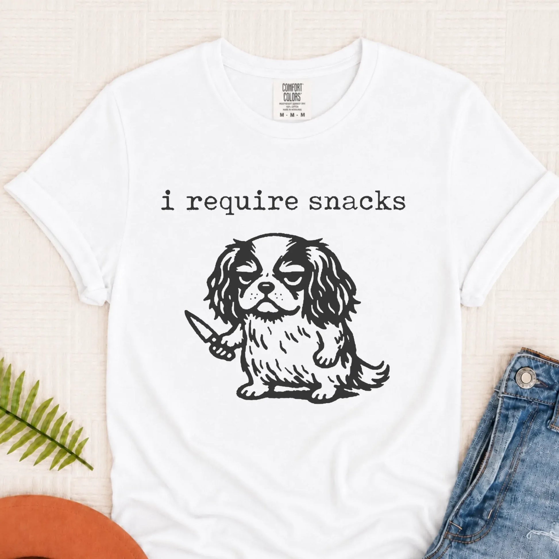 Cavalier Funny Require Snacks Unisex TShirt White