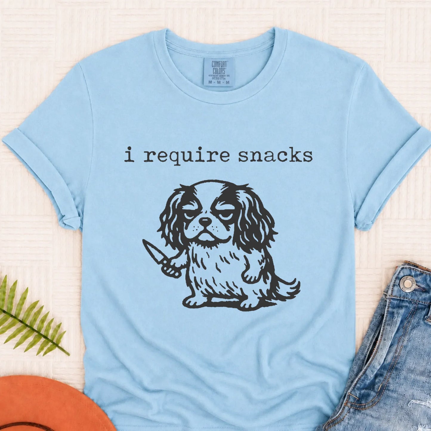 Cavalier Funny Require Snacks Unisex TShirt Chambray