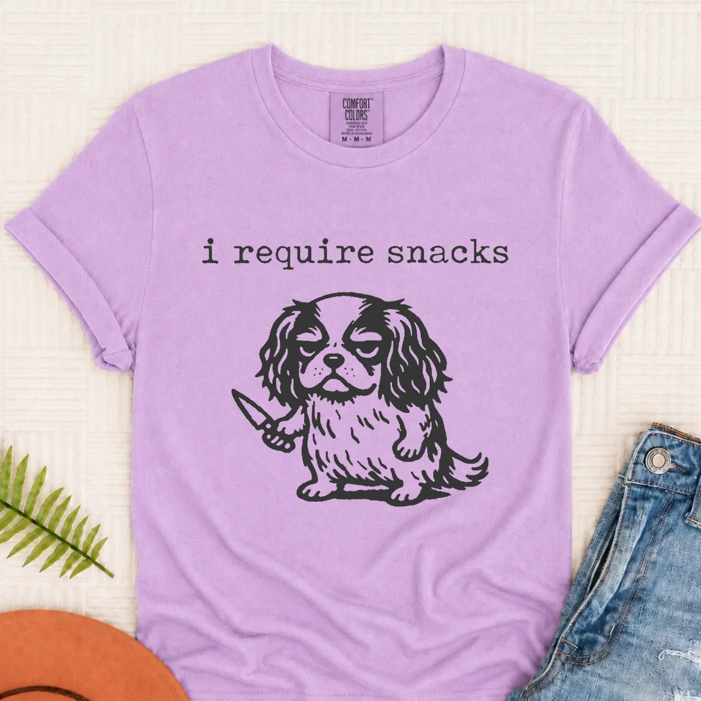 Cavalier Funny Require Snacks Unisex TShirt Orchid