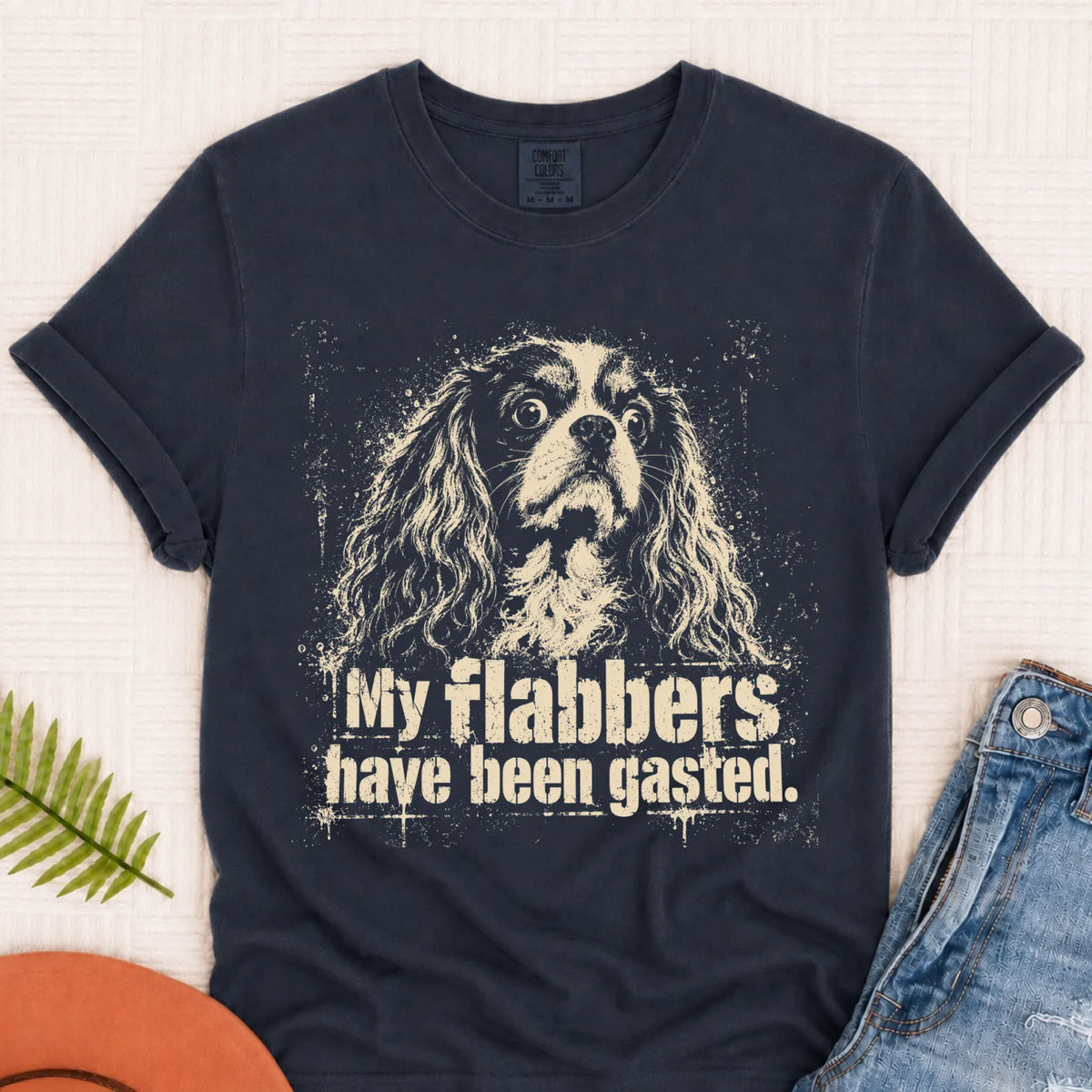 T-Shirt Navy / S Cavalier Funny Shocked Flabbergasted Unisex Tshirt