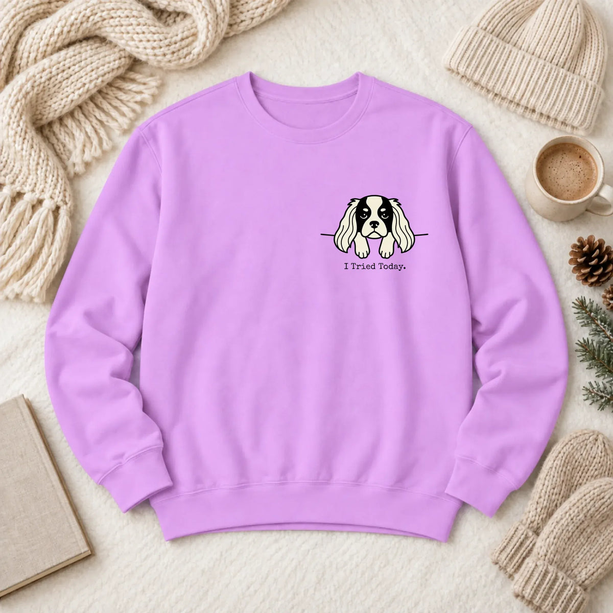 Cavalier Funny Tried Today Unisex Sweatshirt Neon Violet