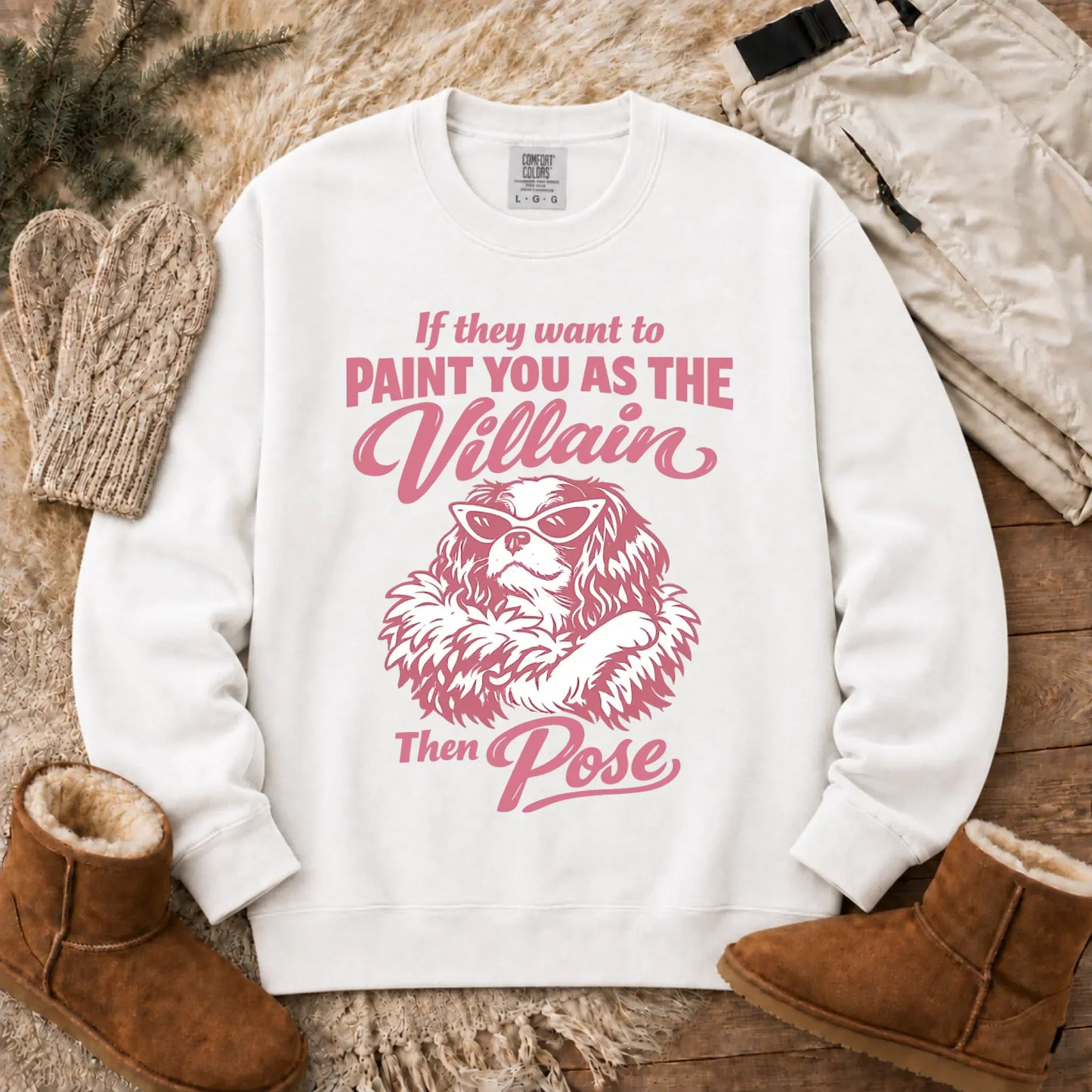 Cavalier Funny Villain Unisex Sweatshirt White