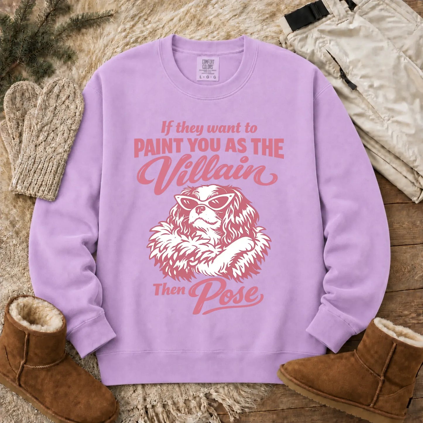 Cavalier Funny Villain Unisex Sweatshirt Orchid