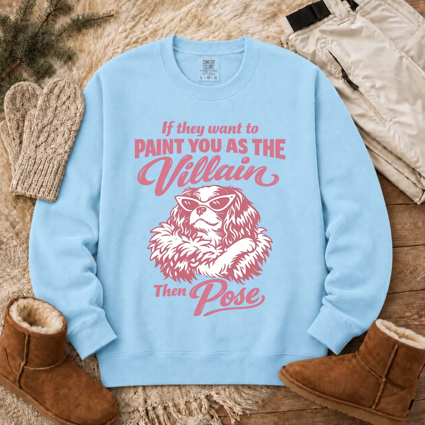 Cavalier Funny Villain Unisex Sweatshirt Chambray
